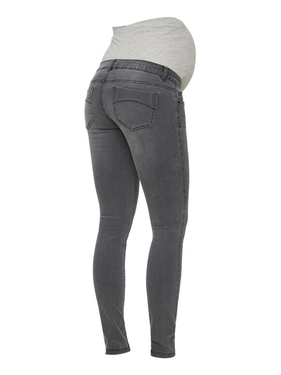 Mamalicious - Lola gravid jeans w. bumpband, grey, 9202 