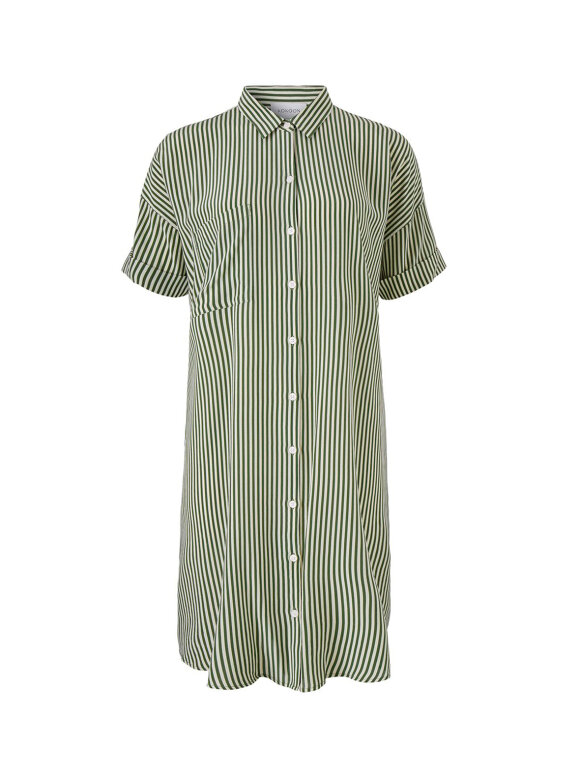 Daisy shirt dress - Moss Green Stripe