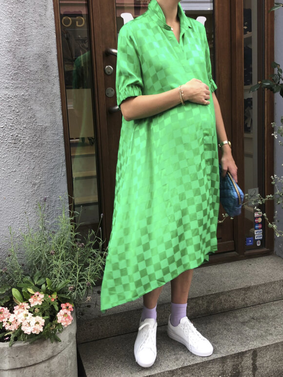 Mads Nørgaard - Check viscose dancella dress, green
