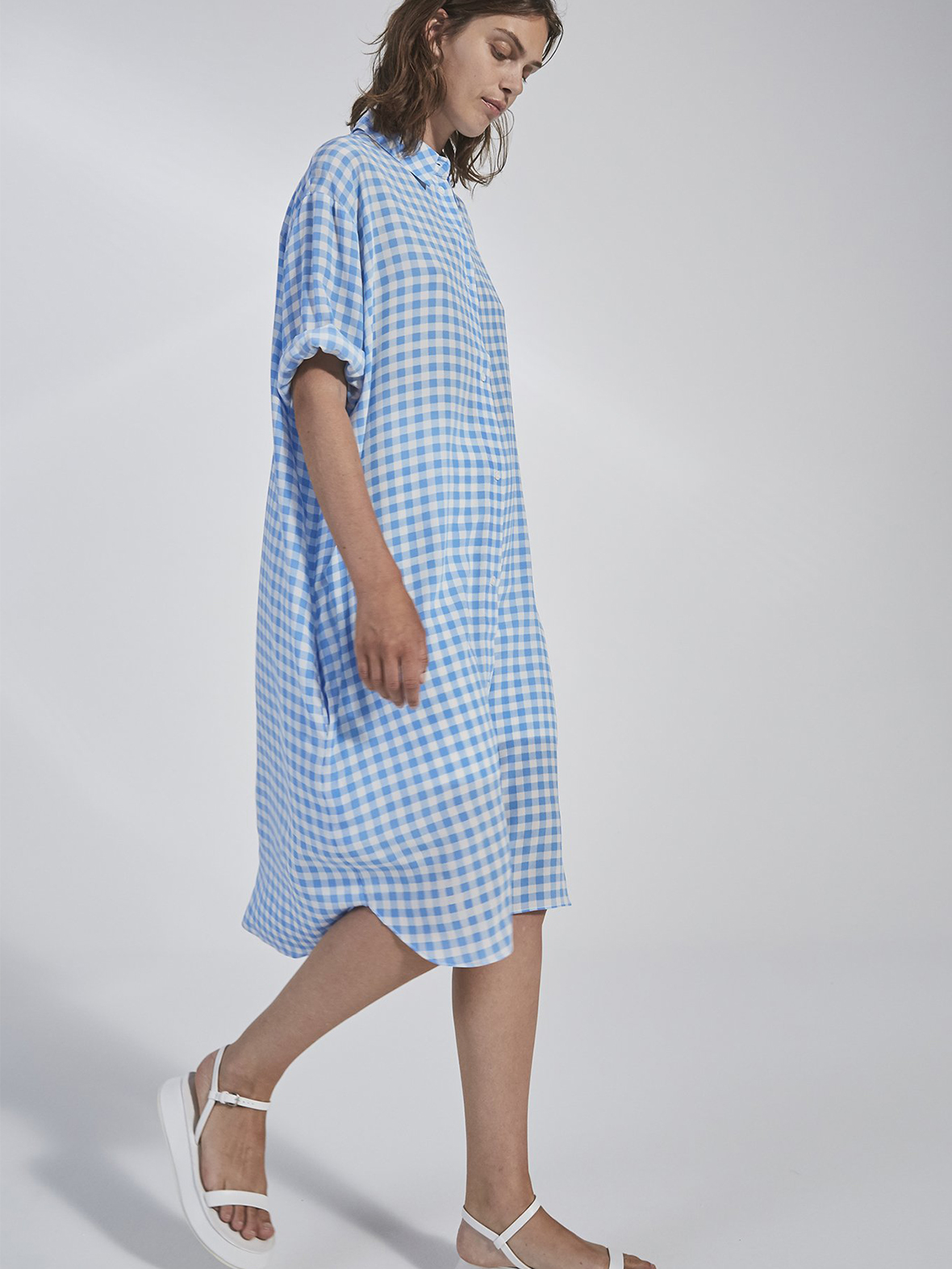 Enula9 UDSALG Eliza shirt dress blue check