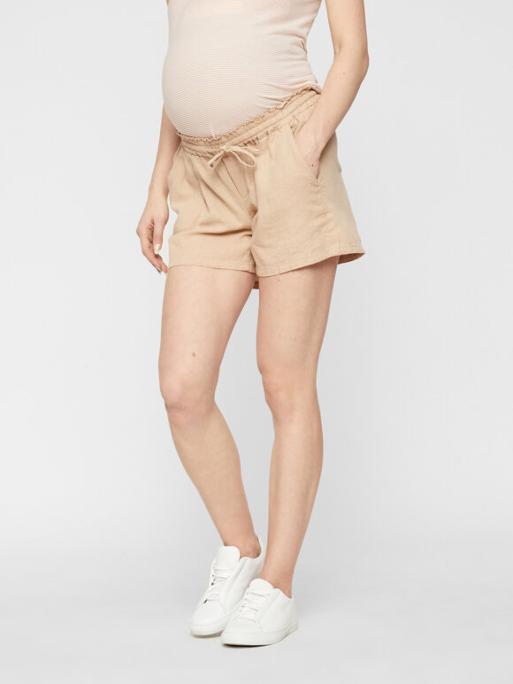 Mamalicious - Linen Woven Shorts, Beige