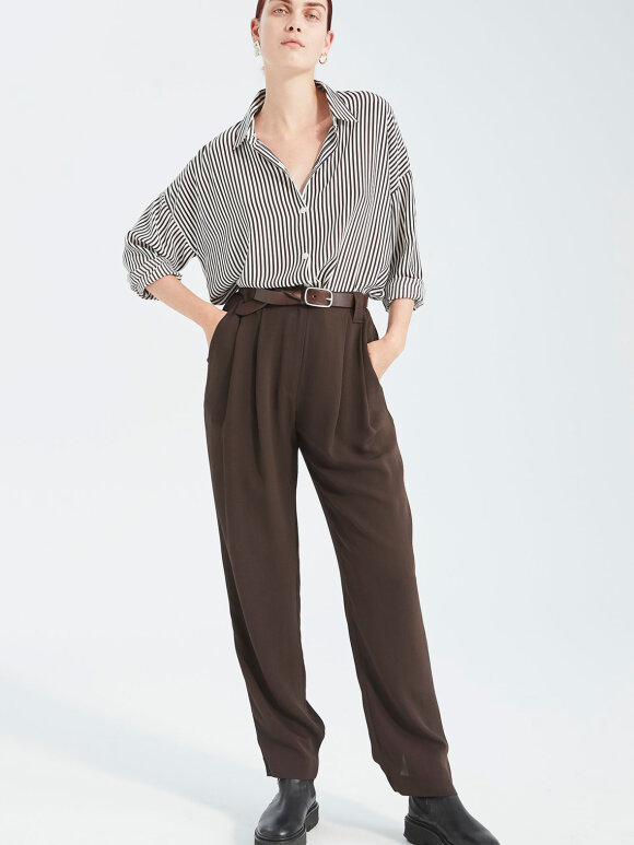 Bianca LS Shirt - Brown Stripe
