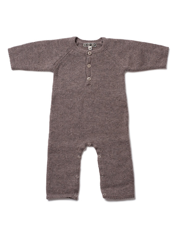 Bonton - Baby knit jumpsuit, biscuit brown