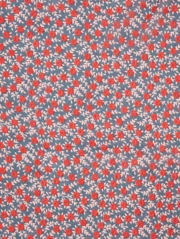 Bonton - Tørklæde med blomster - rød/blå