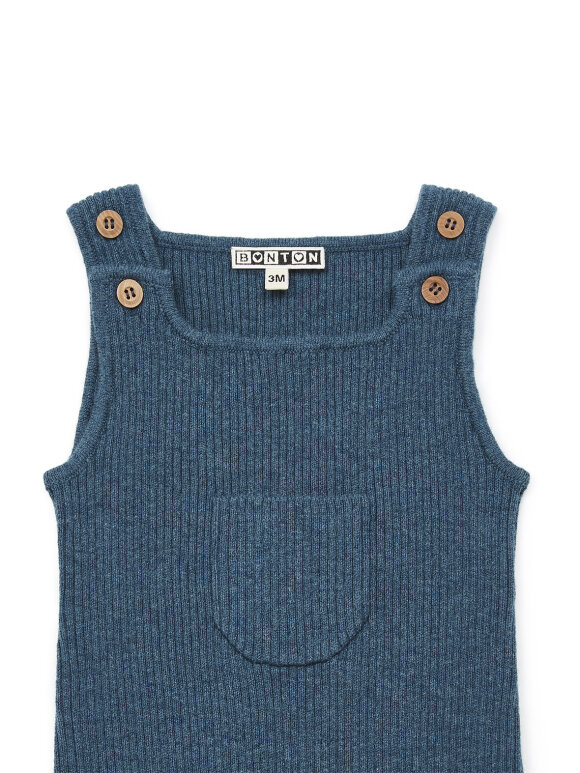 Bonton - babydragt ribstrikket bleu chine
