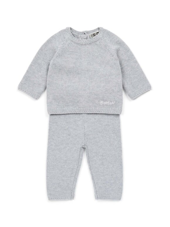 Bonton - baby strik sæt grey blue