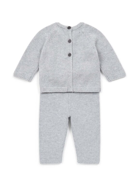 Bonton - baby strik sæt grey blue