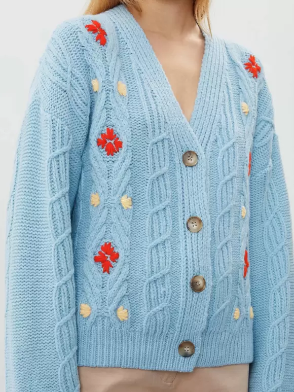 Nué Notes - Murray Cardigan light blue flower mix