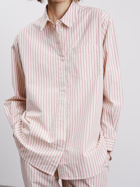 Skall Studio - Edgar shirt ruby red stripes