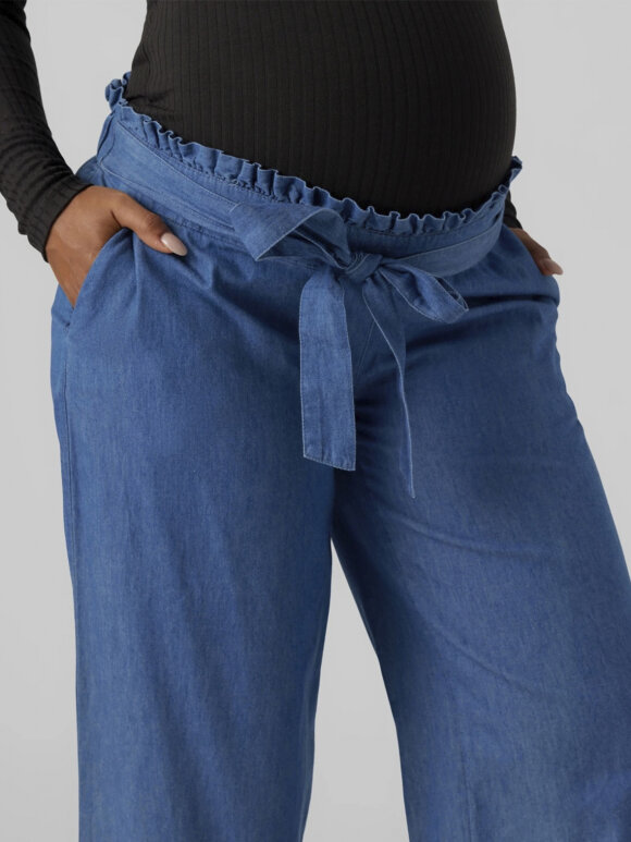 Mamalicious - Vibbe wide pant - denim blue