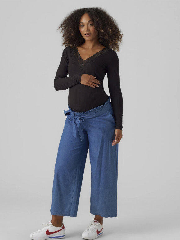 Mamalicious - Vibbe wide pant - denim blue