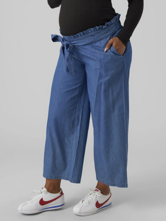 Mamalicious - Vibbe wide pant - denim blue