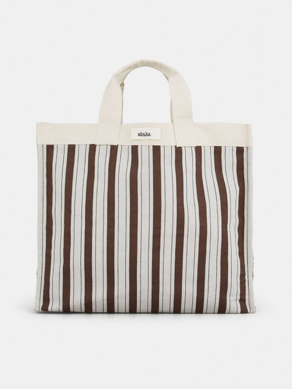 AIAYU - Shopper slub - mix brownie striped