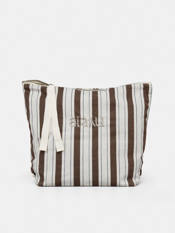 AIAYU - Pouch cotton slub - brownie striped