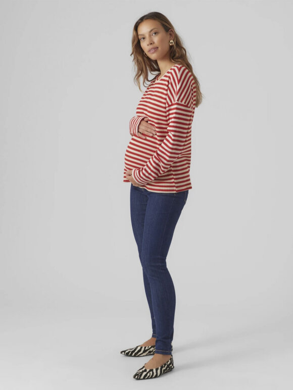 Mamalicious - Silly jersey bluse - red / white