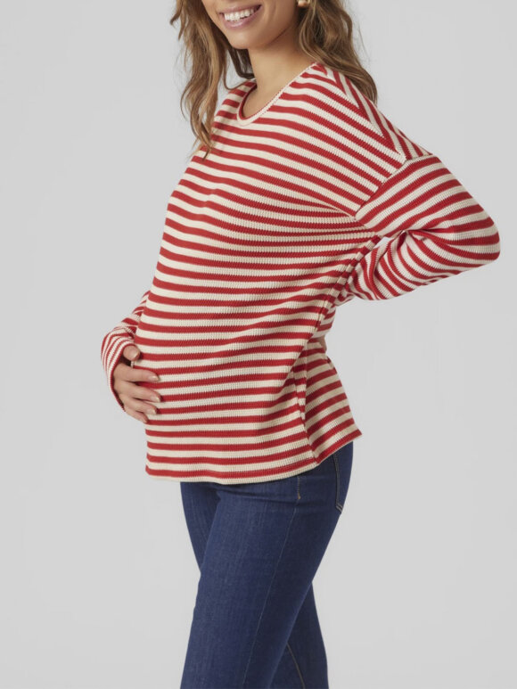 Mamalicious - Silly jersey bluse - red / white