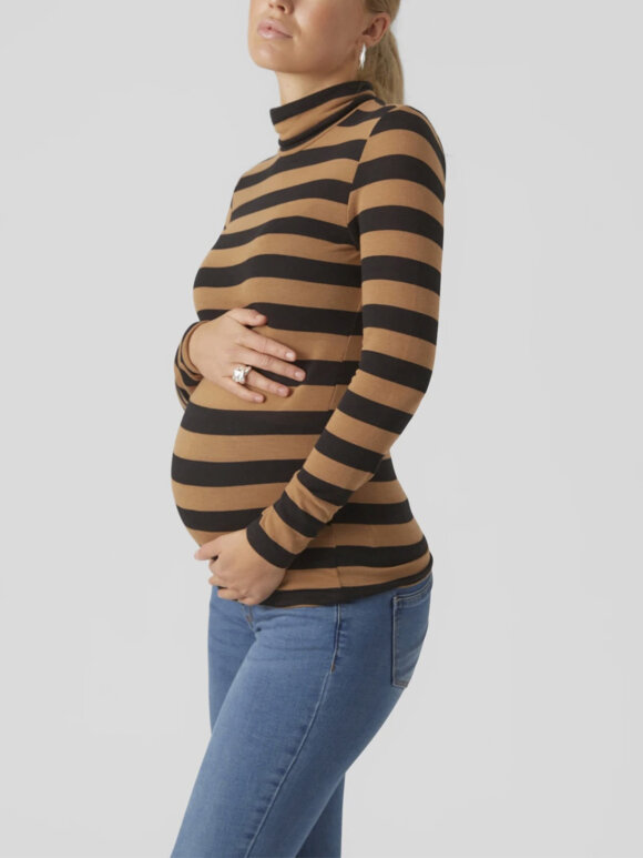 Mamalicious - Nellie rollneck blouse - sort/camel
