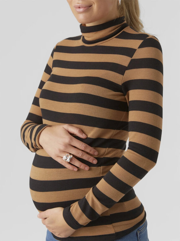 Mamalicious - Nellie rollneck blouse - sort/camel