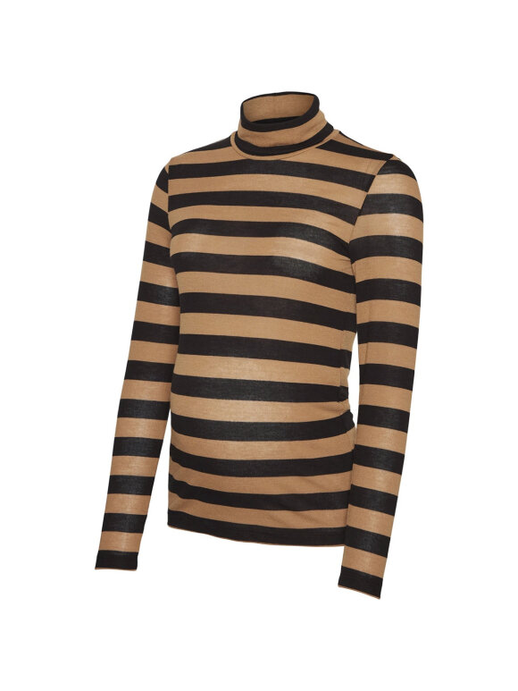 Mamalicious - Nellie rollneck blouse - sort/camel