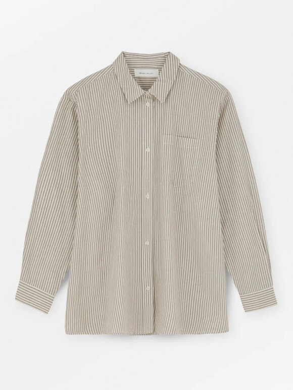 Skall Studio - Edgar shirt - light cream / burgundy stripe