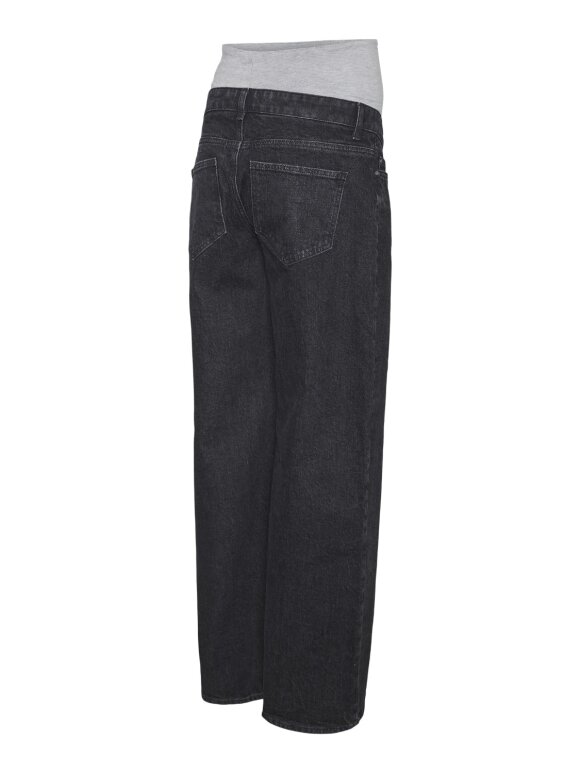 Mamalicious - Jada wide leg jeans - dark grey black