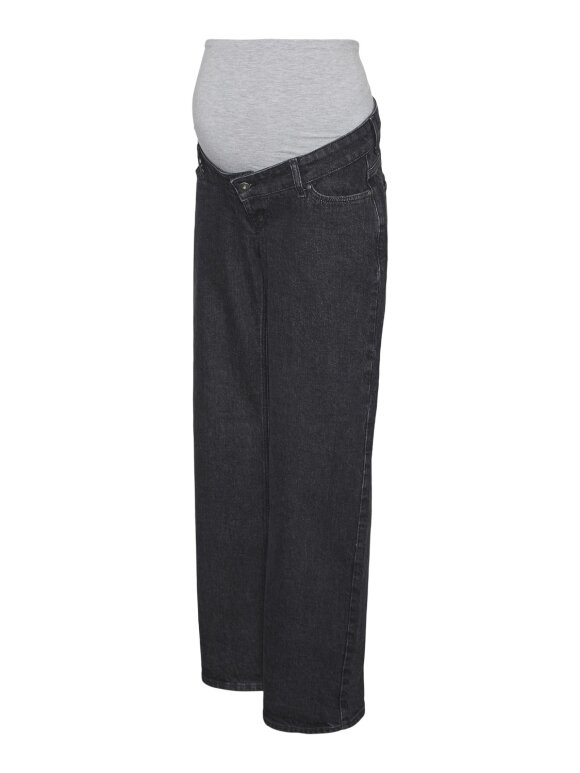 Mamalicious - Jada wide leg jeans - dark grey black