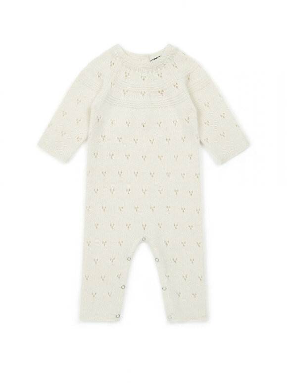 Bonton - Babysuit broderie - creme wool knit 