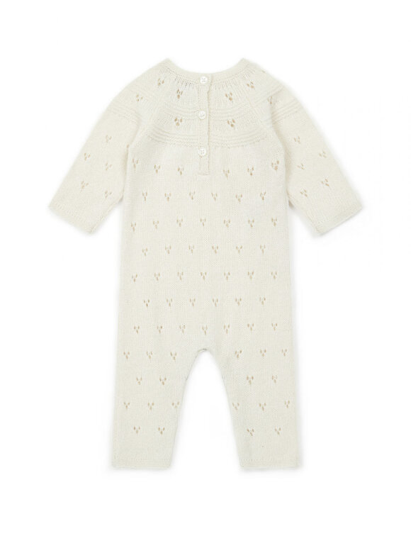 Bonton - Babysuit broderie - creme wool knit 