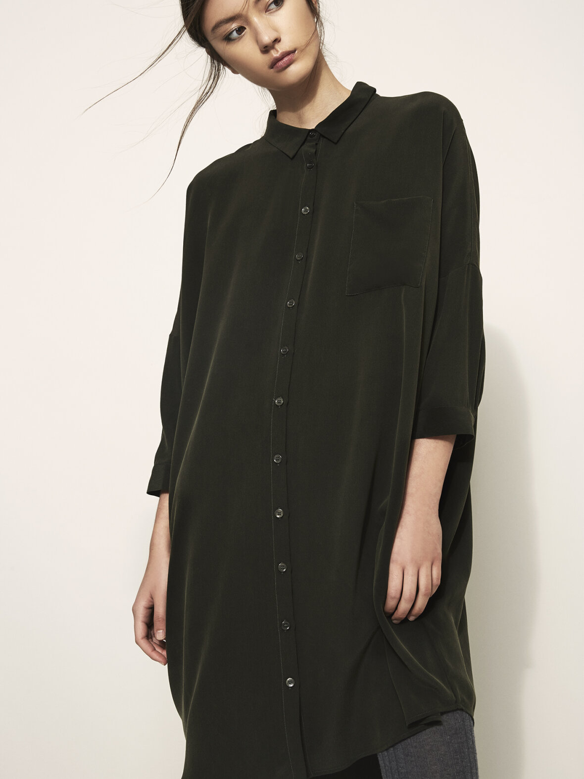 Enula9 Gravid bluser toppe Oversize shirt dark green