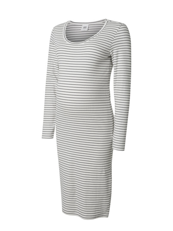 Mamalicious - Lilla stribet kjole, sort/hvid