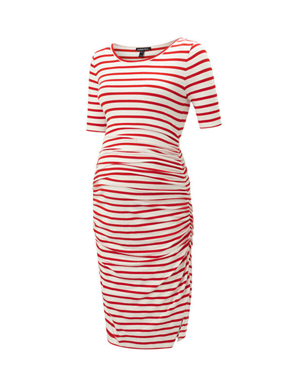 Nia ruched t-dress red white